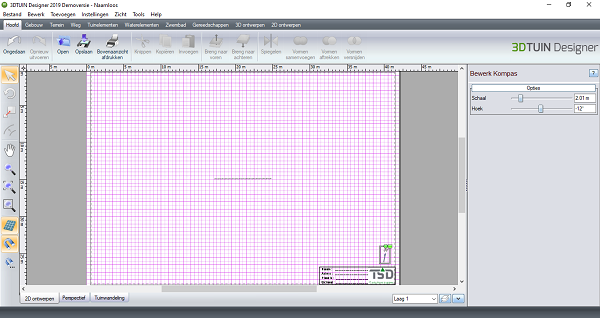 Valg av nordpil i 3D Garden Designer